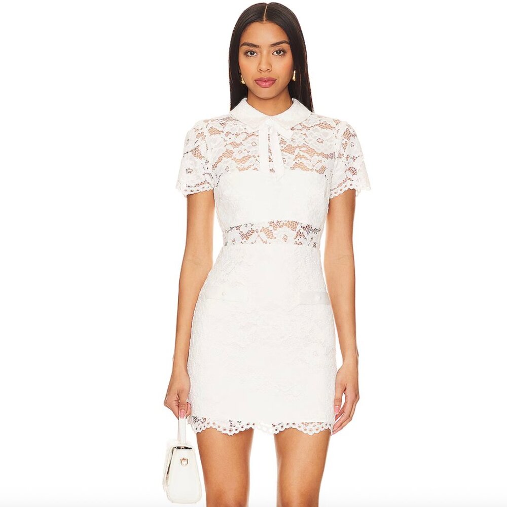 NEW LIKELY Randy Mini Dress in White Lace Bridal Bride 4 Small S